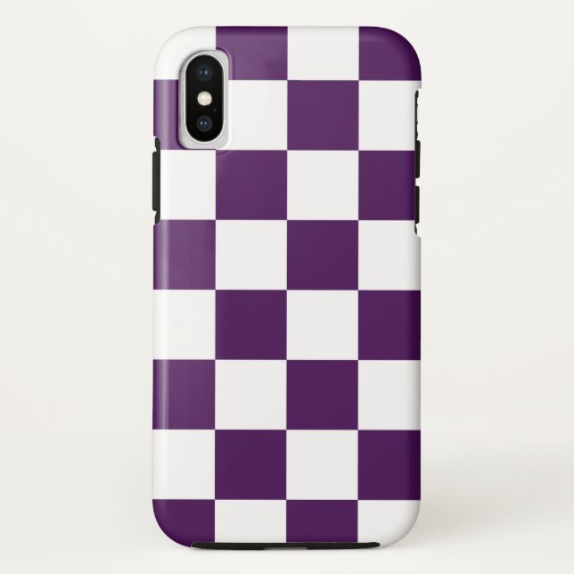 Coques Case-Mate iPhone Motif Checkered pourpre et blanc audacieux (Dos)