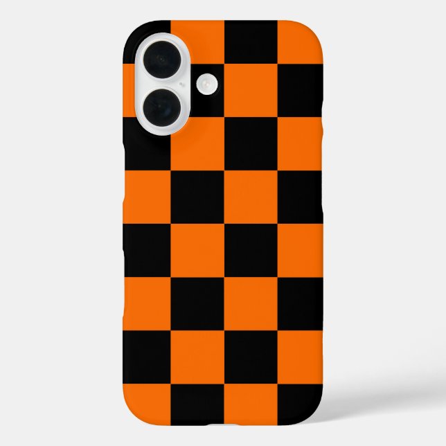 Coques Case-Mate iPhone Motif chèque À damiers orange noir (Verso)