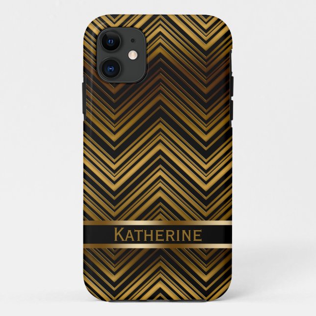 Coques Case-Mate iPhone Motif Chevron d'or foncé (Dos)