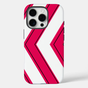 Coque iPhone 16 Pro Motif Chevron en rouge et blanc