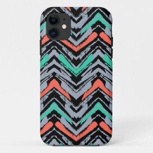 Coque Case-Mate iPhone Motif Chevron Grise, Turquoise Et Corail