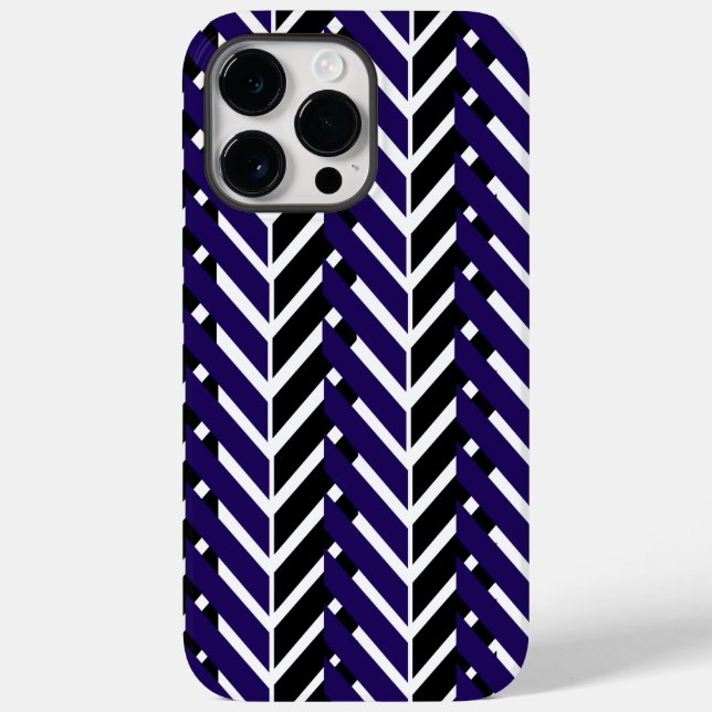 Coques Case-Mate iPhone Motif Chevron Moderne Bleu Blanc (Verso)