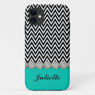 Coques Pour iPhone Motif Chevron noir blanc losange