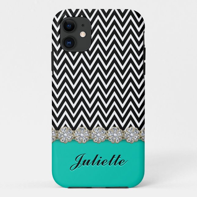 Coques Case-Mate iPhone Motif Chevron noir blanc losange (Dos)