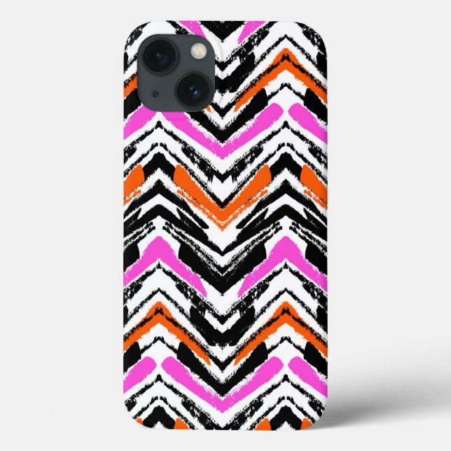 Coques Case-Mate iPhone Motif Chevron Noir, Orange Et Rose (Verso)