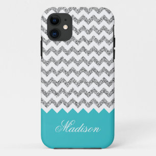 Coque Case-Mate iPhone Motif Chevron Parties scintillant bleu turquoise