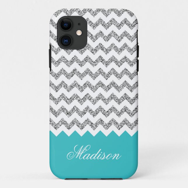 Coques Case-Mate iPhone Motif Chevron Parties scintillant bleu turquoise (Dos)