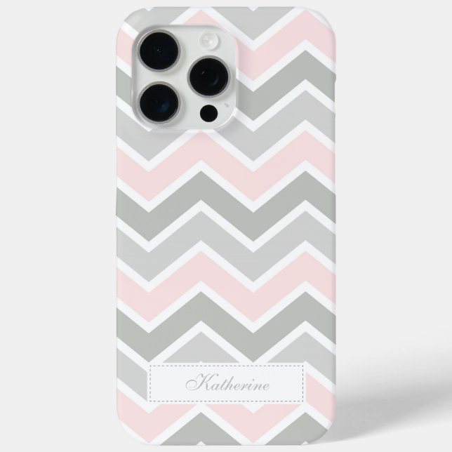 Coques Case-Mate iPhone Motif Chevron rose et gris Zigzag (Verso)