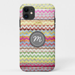 Coque iPhone 11 Motif Chevron sur bois vintage #6
