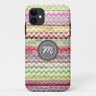 Coque iPhone 11 Motif Chevron sur bois vintage #6