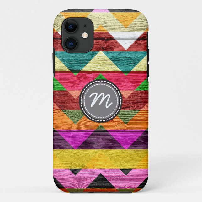 Coques Case-Mate iPhone Motif chevron zig zag aztèque en bois #3 (Dos)