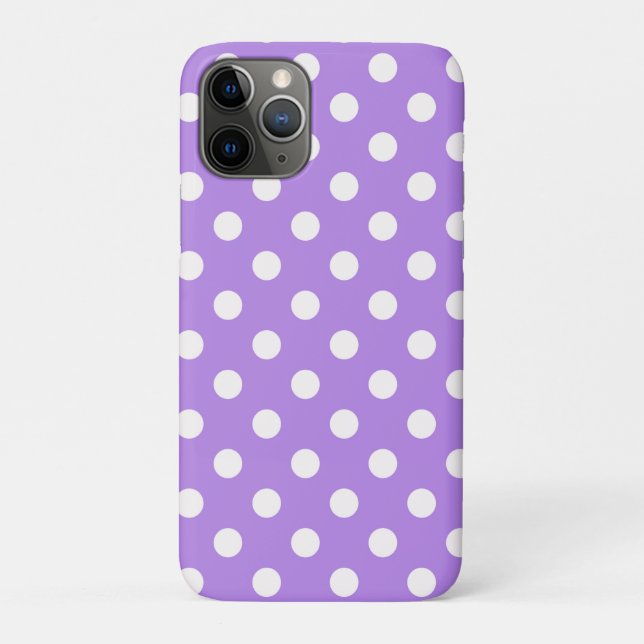 Coques Case-Mate iPhone Motif chic à pois violet et blanc (Dos)