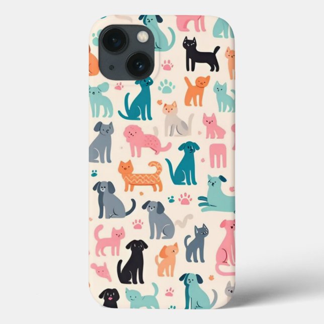 Coques Case-Mate iPhone Motif chien et chat sans couture (Verso)