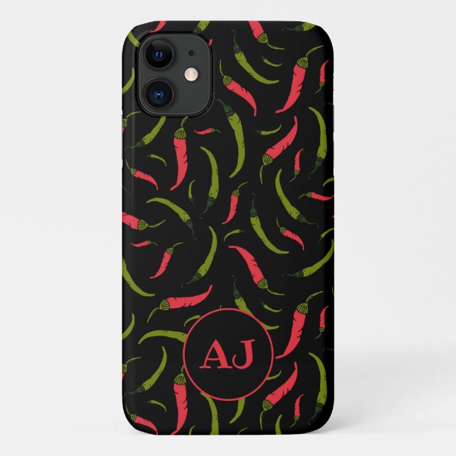 Coques Case-Mate iPhone Motif Chili Peppers sur noir (Dos)