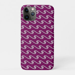 Coques Pour iPhone Motif chinois à vagues - blanc sur aubergine viole