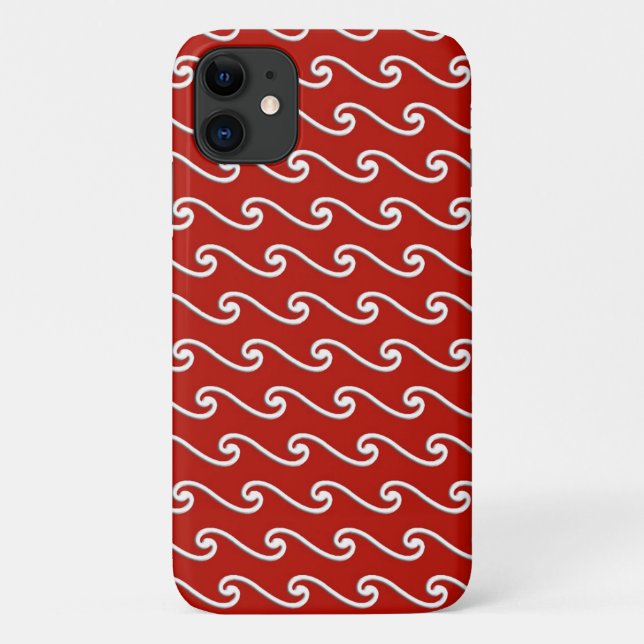 Coques Case-Mate iPhone Motif chinois - blanc sur rouge profond (Dos)