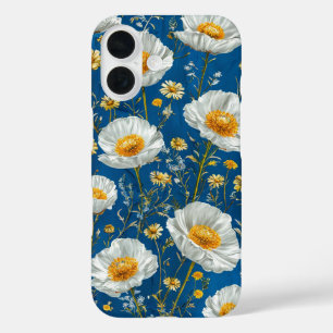 Coque Pour iPhone 16 ✨ Motif ciel à fleur blanche 🌿 Floral élégant
