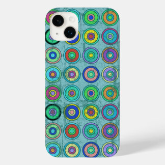 Coque Case-Mate iPhone Motif circulaire bleu Grungy Retro