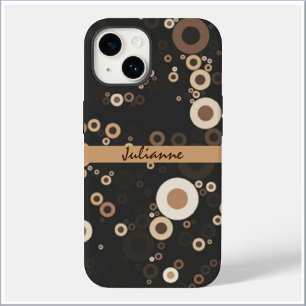 Coque Case-Mate iPhone Motif circulaire Brown et beige rétro