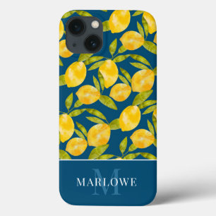 Case-Mate iPhone Case Motif citron bleu-jaune monogramme