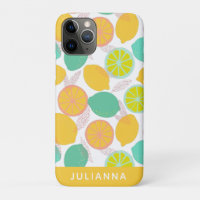 Motif Citron Citrus en Turquoise Jaune Personnalis