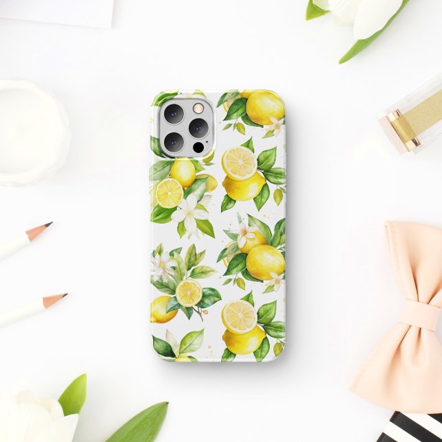 Coques Case-Mate iPhone Motif citron, Fleurs de citron, Feuilles, Citrus (Créateur téléchargé)