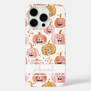 Coque iPhone 16 Pro Motif Citrouille aquarelle avec nom