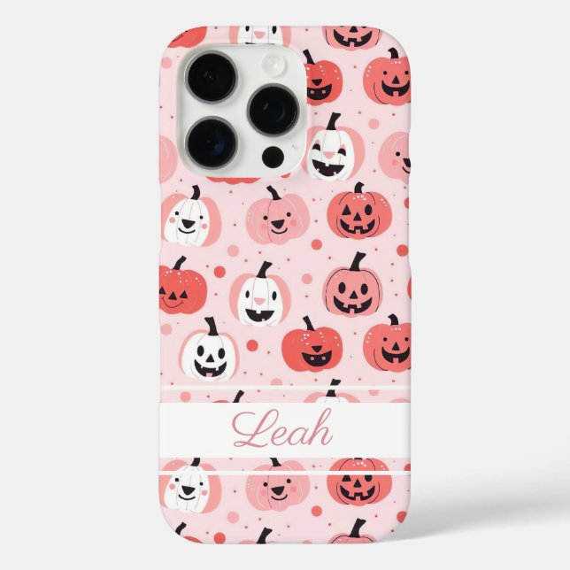 Coques Case-Mate iPhone Motif Citrouille aquarelle avec nom (Verso)