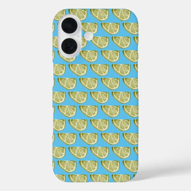 Coques Case-Mate iPhone Motif classique à tranche verte de chaux sur bleu  (Verso)