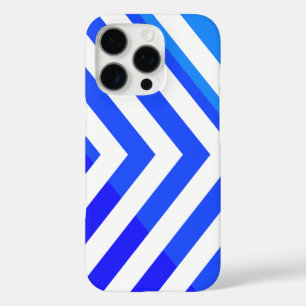 Coque iPhone 16 Pro Motif classique Chevron en bleu et blanc