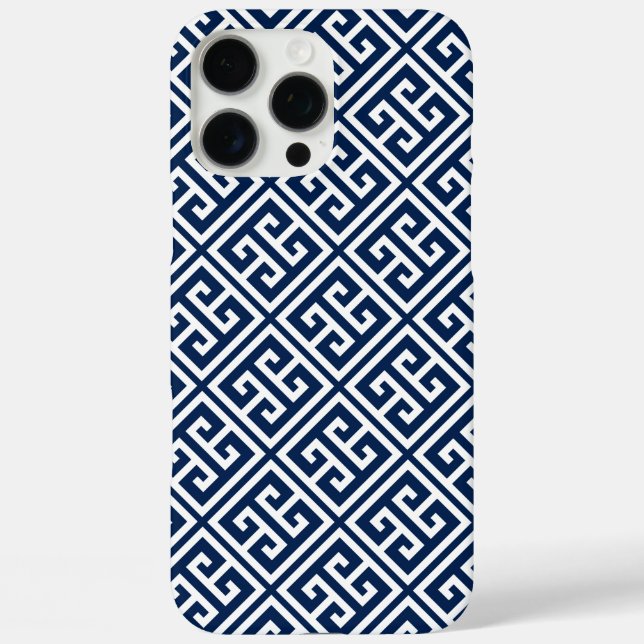 Coques Case-Mate iPhone Motif clé bleu grec de la marine (Verso)