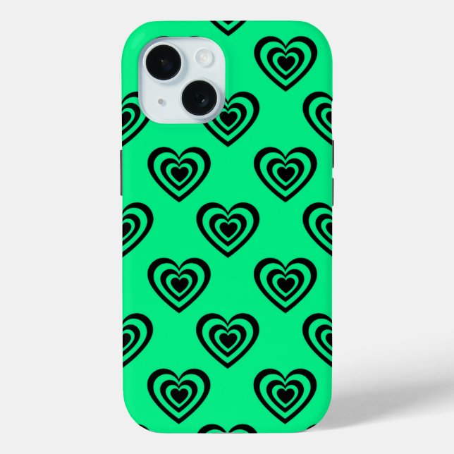 Coques Case-Mate iPhone Motif Coeur Hypnotique Retro Mint Green (Verso)