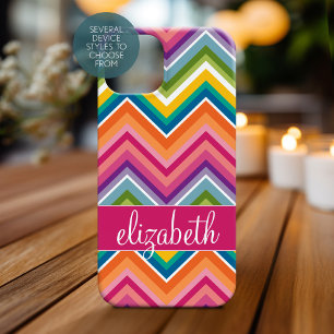 Coque Case-Mate iPhone Motif coloré énorme de Chevron avec le nom