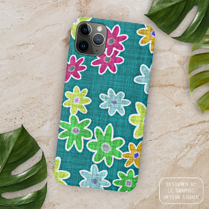 Coque Case-Mate iPhone Motif coloré Retro Chic Faux Floral Textile