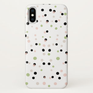 Coque iPhone X Motif Confetti moderne rose et menthe