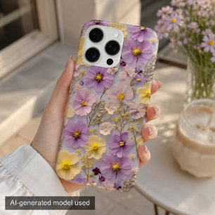 Coque iPhone 16 Pro Max Motif Cottagecore Fleur Sauvage Pressée Pastel 