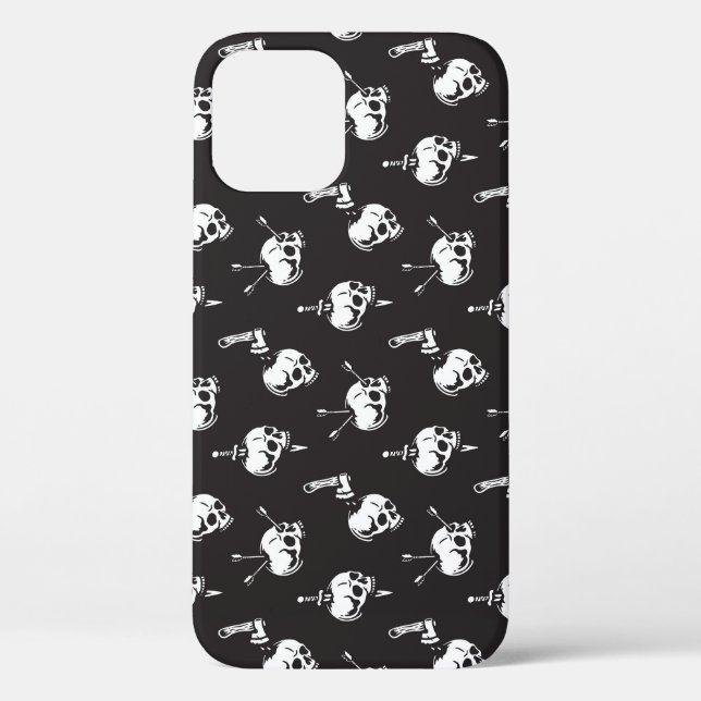 Coques Case-Mate iPhone Motif crâne avec armes : Arrière - plan foncé. (Verso)