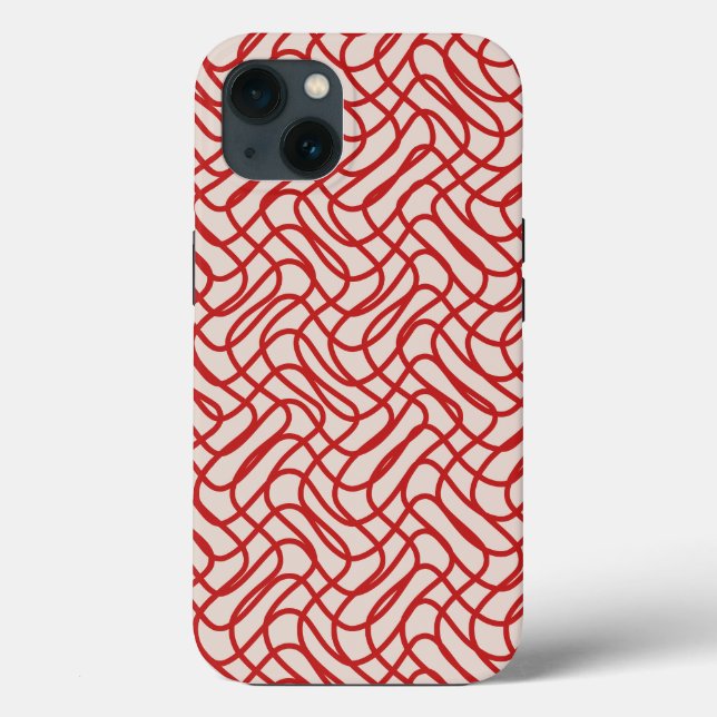 Coques Case-Mate iPhone Motif Crème Et Ligne Abstraite Rouge (Verso)