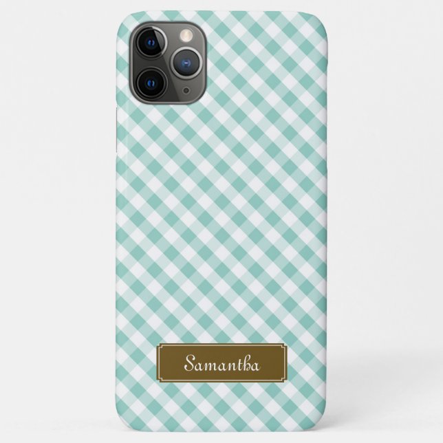 Coques Case-Mate iPhone Motif Cute Pastel Mint En vichy (Dos)
