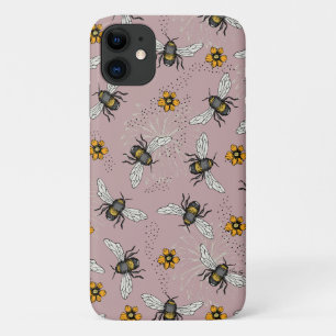Case-Mate iPhone Case Motif d'abeille et de fleurs rose rose