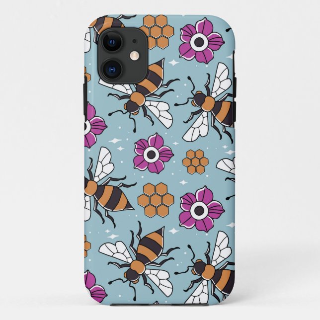 Coques Case-Mate iPhone Motif d'abeilles à miel douces (Dos)