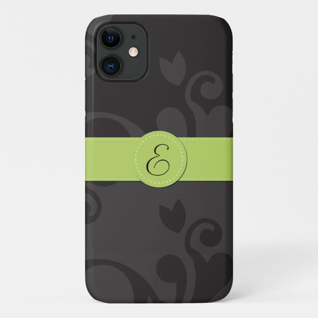 Coques Case-Mate iPhone Motif Damas, Damas gris, Monogramme (Dos)