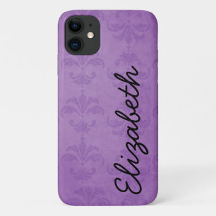 Coque Case-Mate iPhone Motif Damas, Damas Violet, Votre Nom