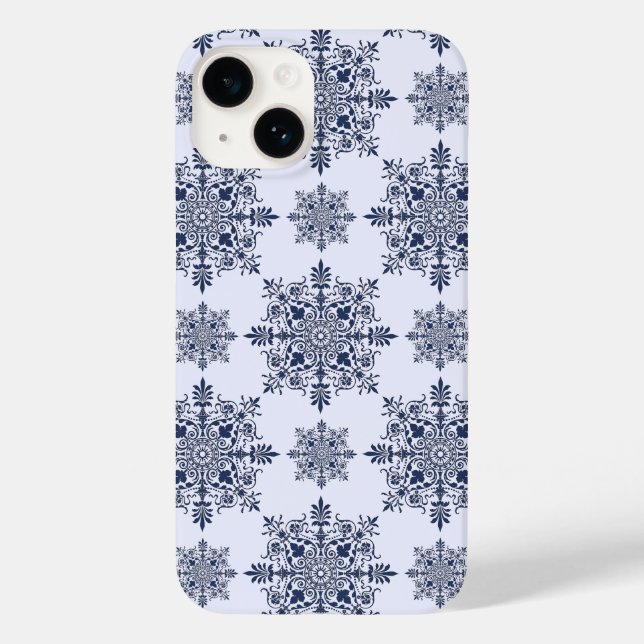 Coques Case-Mate iPhone Motif Damas de flocon bleu (Verso)
