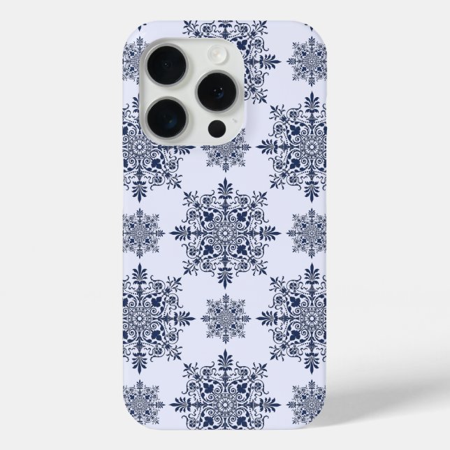 Coques Case-Mate iPhone Motif Damas de flocon bleu (Verso)