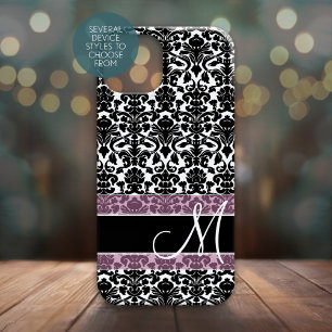 Coque Case-Mate iPhone Motif Damas noir et blanc avec Monogramme