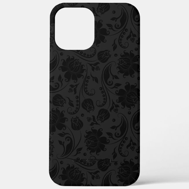 Coques Case-Mate iPhone Motif damas noir et gris (Verso)