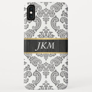 Case-Mate iPhone Case Motif damassé avec garniture en bois et or