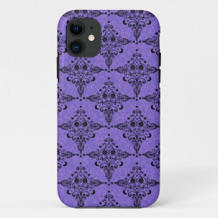 Coque Case-Mate iPhone Motif damassé céleste violet et noir
