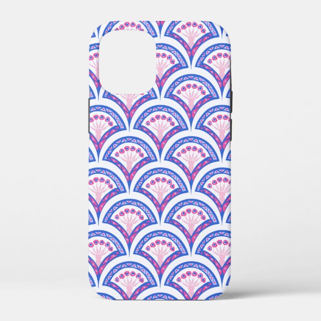 Coques Case-Mate iPhone motif damassé floral bleu (Verso)